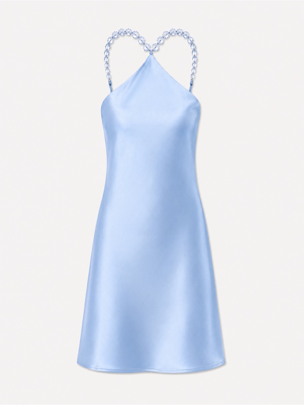 STAUD Cadence Satin Halter Mini Dress Azure Blue Crystal Strap Size 10 NWT